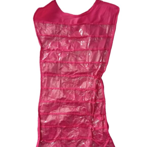 Pink Dress-Shaped Hanging Jewelry Organizer w/ Pockets & Straps – Closet Storage - Picture 1 of 2
